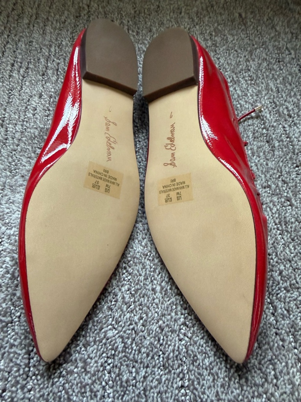 Sam Edelman Red Patent Pointed Toe Ballet Flat with Bow. NWOT, Size 7 - Picture 3 of 3